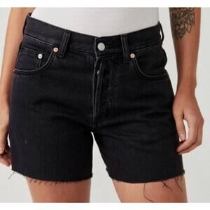 Free People We the Free Ivy Mid Rise Cutoff Shorts Distressed Black 32